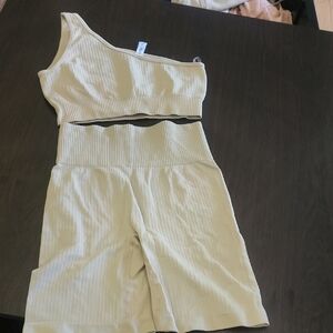 One-Shoulder Ribbed Lounge Set